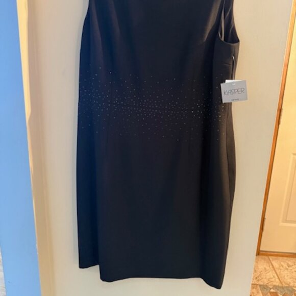 KASPER Black Dressy Dress knee length sleeveless with black beaded accents - 16P - Picture 8 of 8